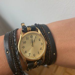Free People Black and Gold Wrap Watch